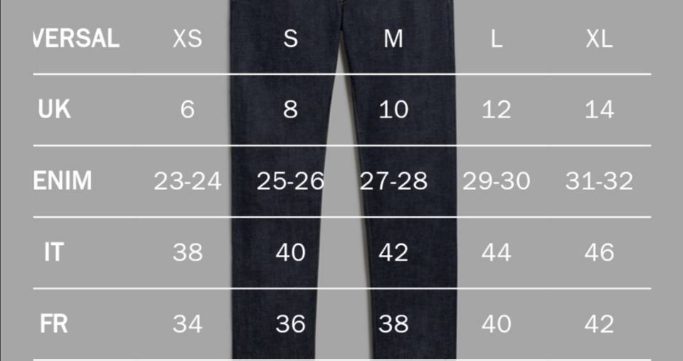 女子牛仔裤尺码表
