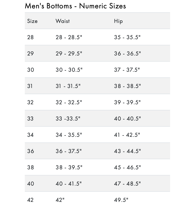 牛仔裤男尺码对照表图片